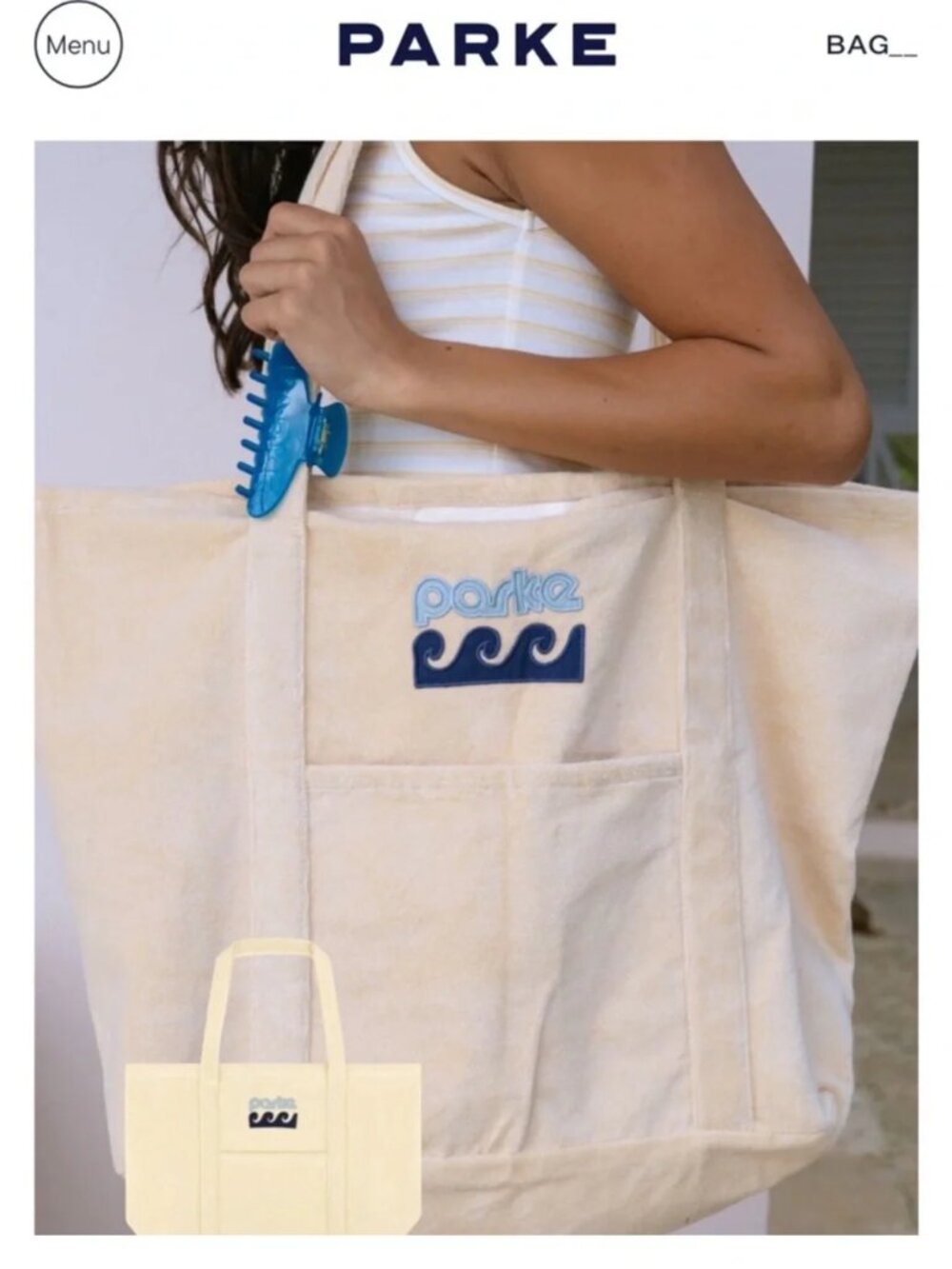 PARKE Summerland Collection Towel Terry Tote Bag - NWT - SOLD OUT ONLINE
